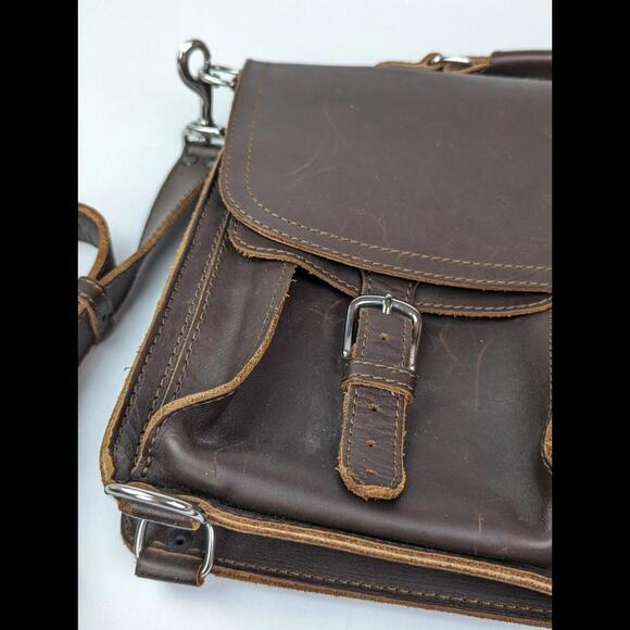 [SOLD] RARE SADDLEBACK Large Front Pocket Leather Briefcase Chestnut Brown - Picture 5 of 15